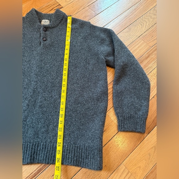 LL Bean Sweater Mens Size XL Gray Classic Ragg Lambs Wool Henley Pullover Button - Picture 11 of 11